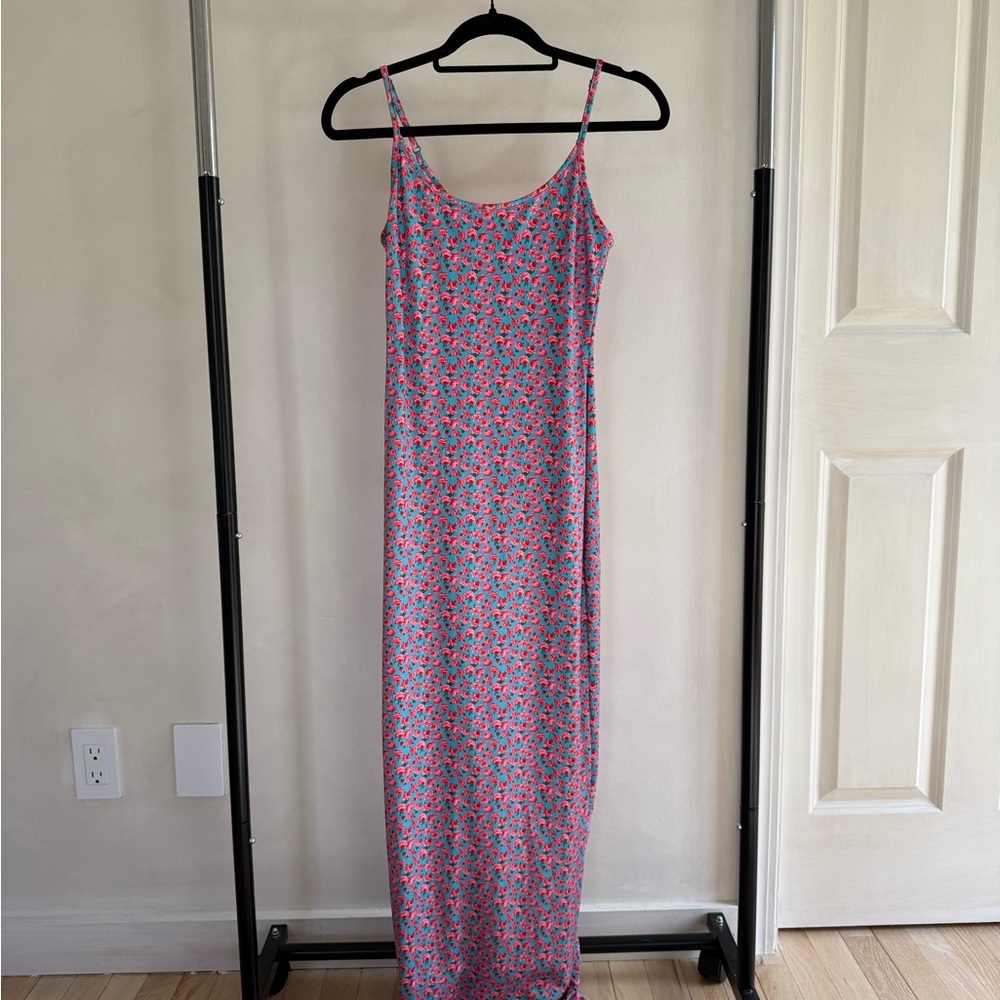 SHEIN Pink and Blue Floral Slip Maxi Dress
